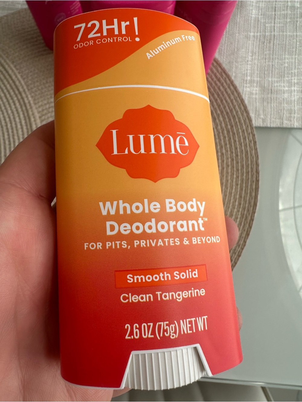 LUME Whole Body Deodorant Smooth Solid - Clean Tangerine (Orange)- 2 PACK - Picture 2 of 5